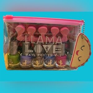Llama Love Nail Polish Kit - Pink, Green, Blue, Lavender, silver sparkle, teal.
